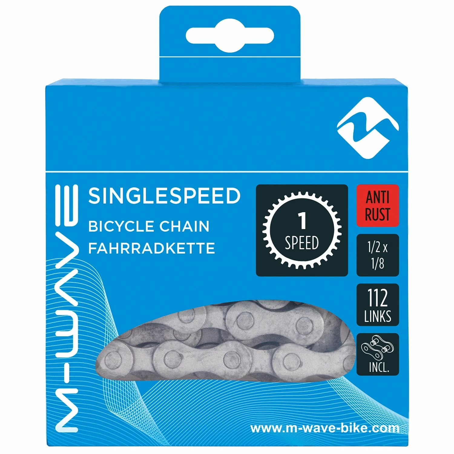 M-Wave Chaine Vélo Anti-rouille 112 Maillons Pour Mono Vitesse 1/2 X 1/8 2 M-Wave Chaine Vélo Anti-rouille 112 Maillons Pour Mono Vitesse 1/2 X 1/8 – Image 2